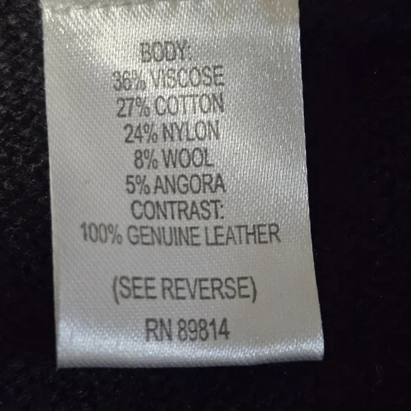 Stella Carakasi Small Black Tunic Sweater Assymetrical Hem Leather Back Womens - Picture 16 of 16